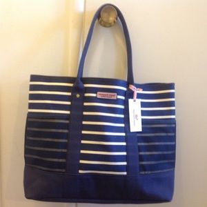NWT Vineyard Vines Navy White Stripe Tote Bag